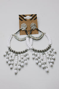 Handmade White Beaded Earring Yacamim #681