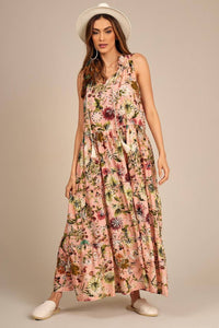 Sleeveless Long Broderie Rosé Yacamim Dress