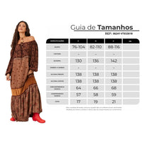 Vestido Longo Ciganinha Detalhe Em Suede Marrom Patchwork Yacamim E30