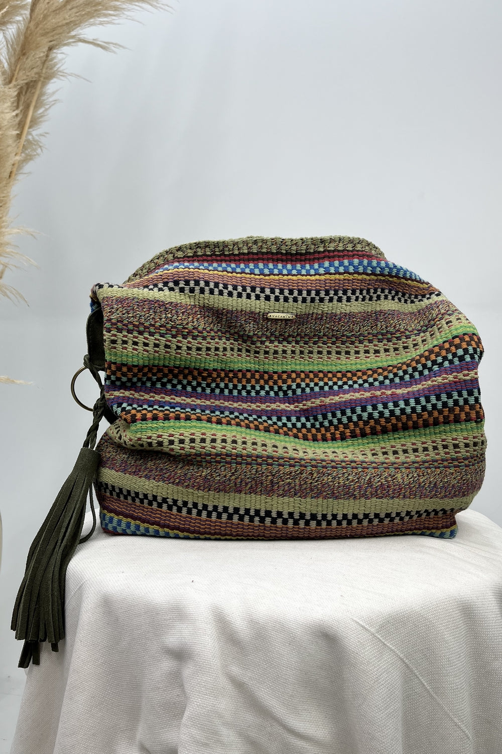 Large Dark Green Loom Bag Yacamim #63