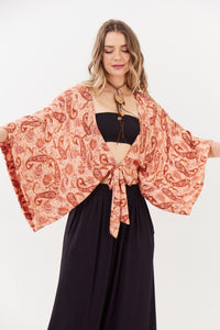 Wide Kaftan With Lurex Paisley Print Yacamim B23