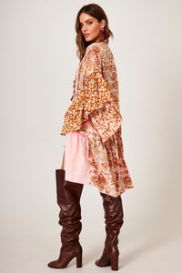 Pink Crochet Patchwork Cashmere Print Short Dress Yacamim C16