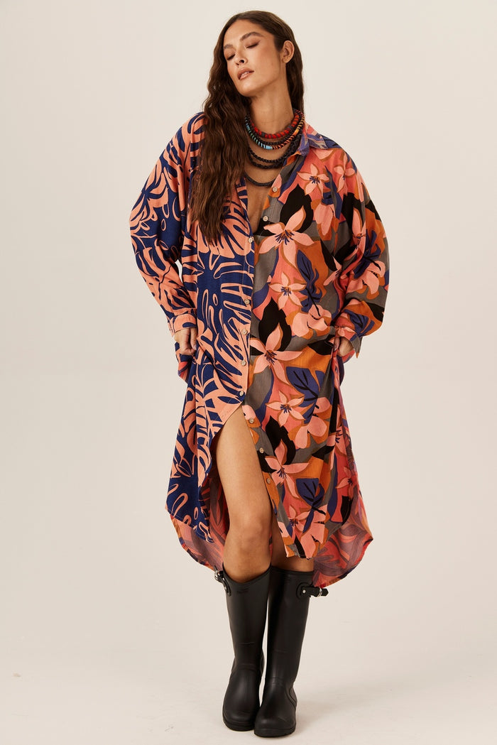 Yacamim L1 Rosé Patchwork Long Shirt