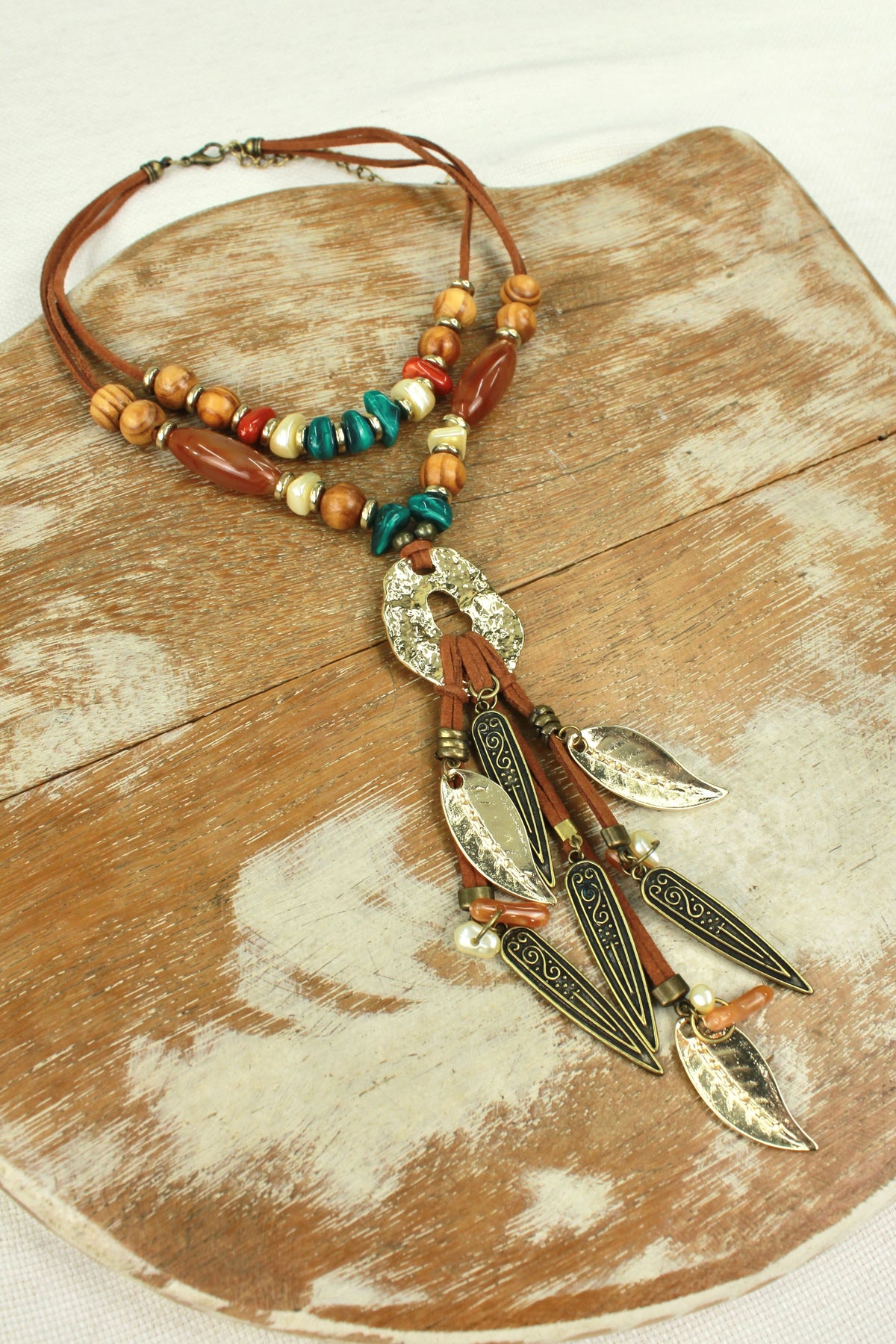Handmade Necklace with Yacamim Stone Pendants #351