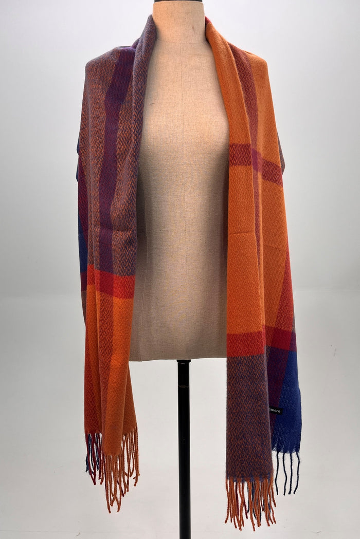 Yacamim Orange Printed Cashmere Blanket Scarf #329
