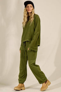 Yacamim Green Sweatpants with Front Pockets A29