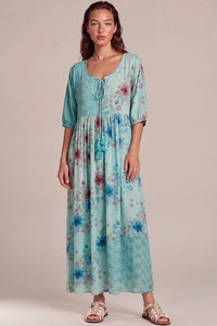 Vestido Midi Com Broderie Verde Claro Patchwork Yacamim C3