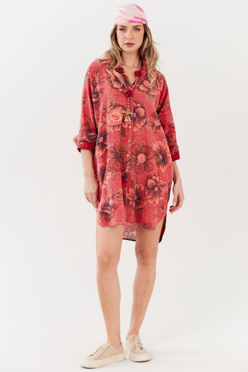 Pink Printed Yacamim Ouro Preto 100% Cotton Chemise R2