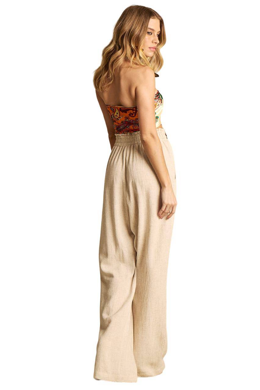 Yacamim G5 Beige Linen Straight Trousers