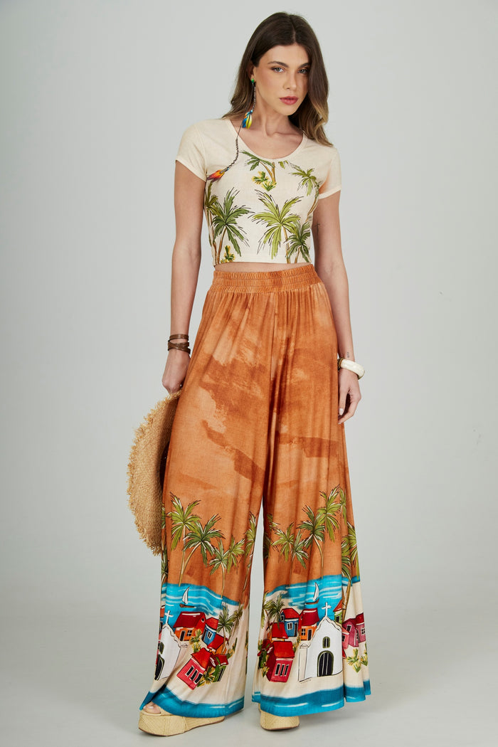 Cocada Brown Palazzo Pants Bahêa Collection Yacamim Q1
