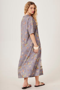 Yacamim E25 Gray Midi T-Shirt Dress with Love Print