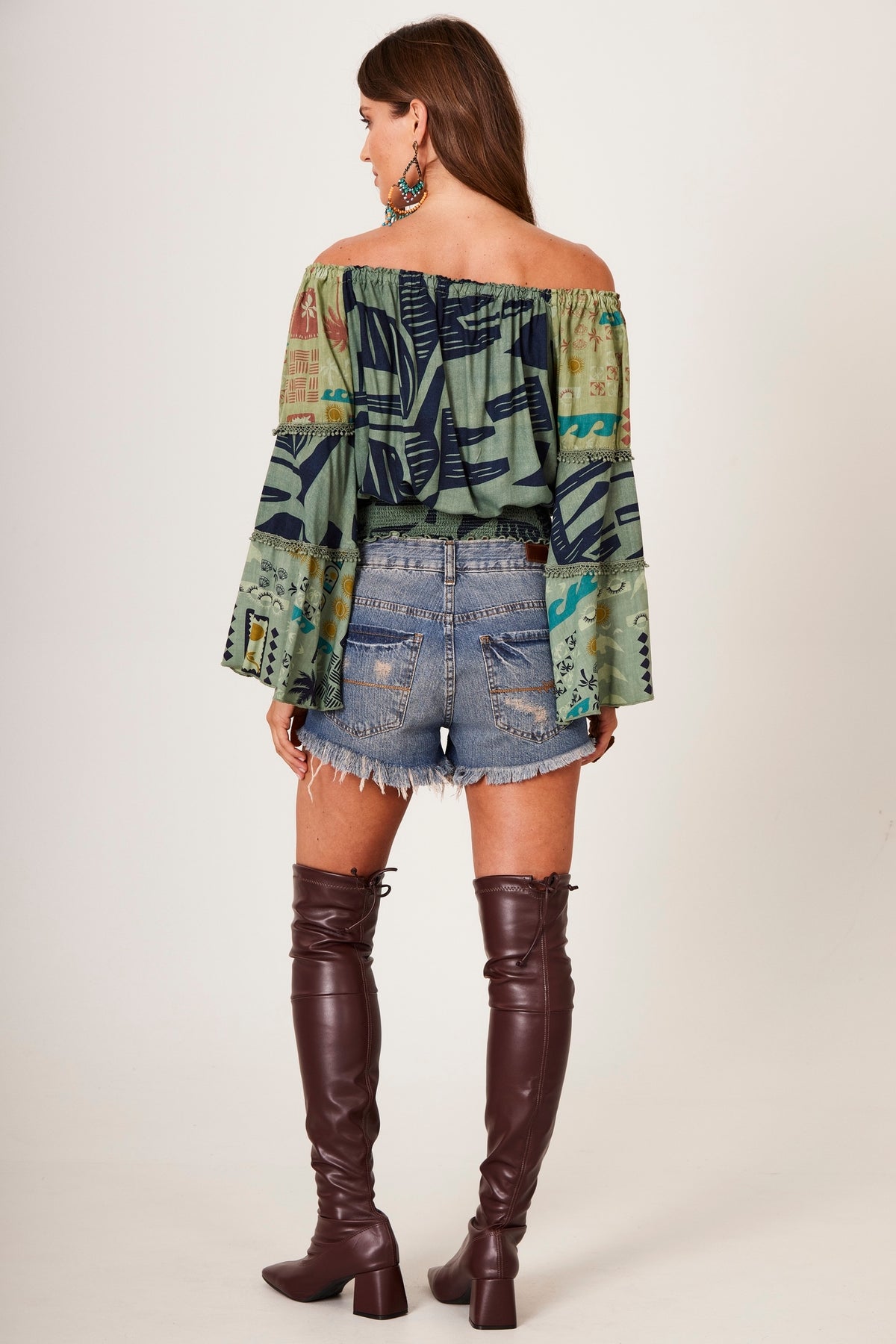 Yacamim Green Gypsy Patchwork Blouse B6