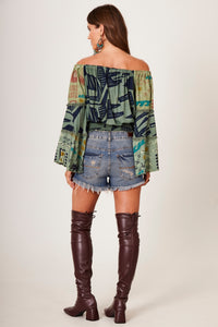 Yacamim Green Gypsy Patchwork Blouse B6