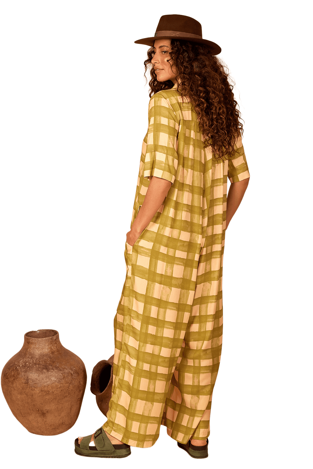 Yacamim Wide Jumpsuit with Short Sleeves and Pockets