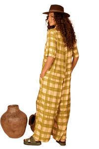 Yacamim Wide Jumpsuit with Short Sleeves and Pockets