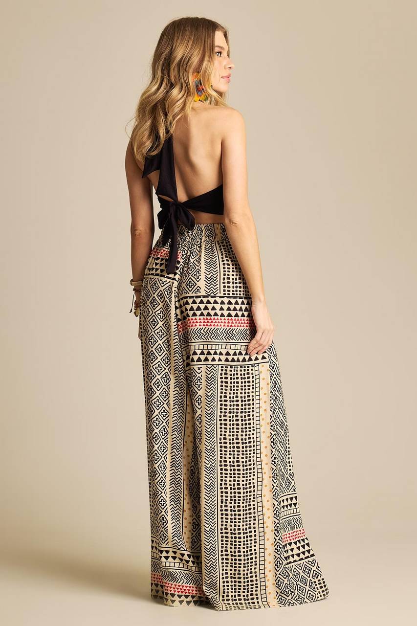 Yacamim G4 Harem Pants with Pockets, Printed Beige