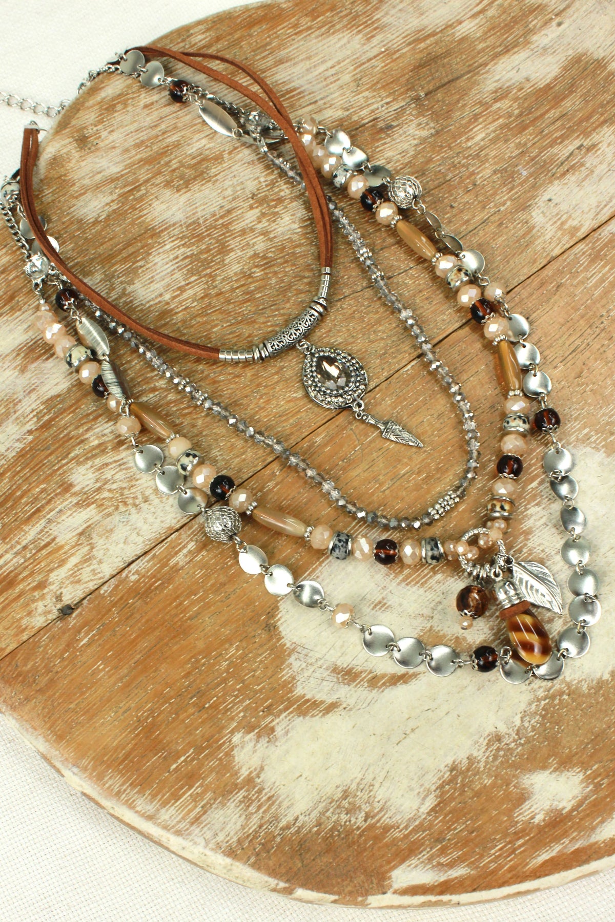 Handmade Necklace with Yacamim Stone Pendants #353