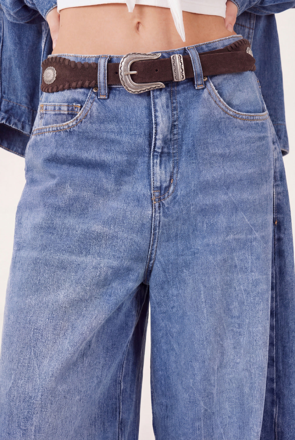 Dark Brown Leather Belt with Metallic Buckle Yacamim #988