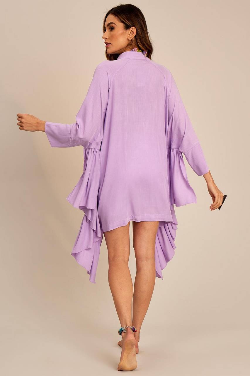 Yacamim B3 Lilac Ruffled Side Wide Shirt