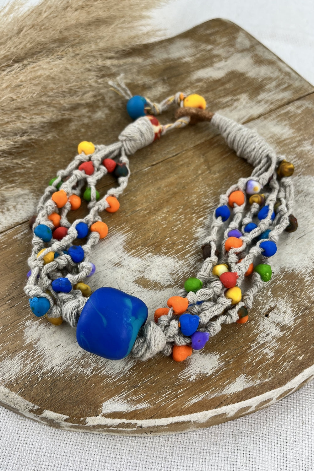 Handmade Necklace with Colorful Clay Yacamim #248