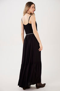 Yacamim Black Long Dress with Adjustable Straps C2