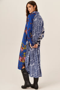 Light and Dark Blue Long Chemise Patchwork Yacamim M4