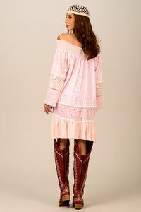 Yacamim Light Pink Broderie Ciganinha Wide Blouse B10