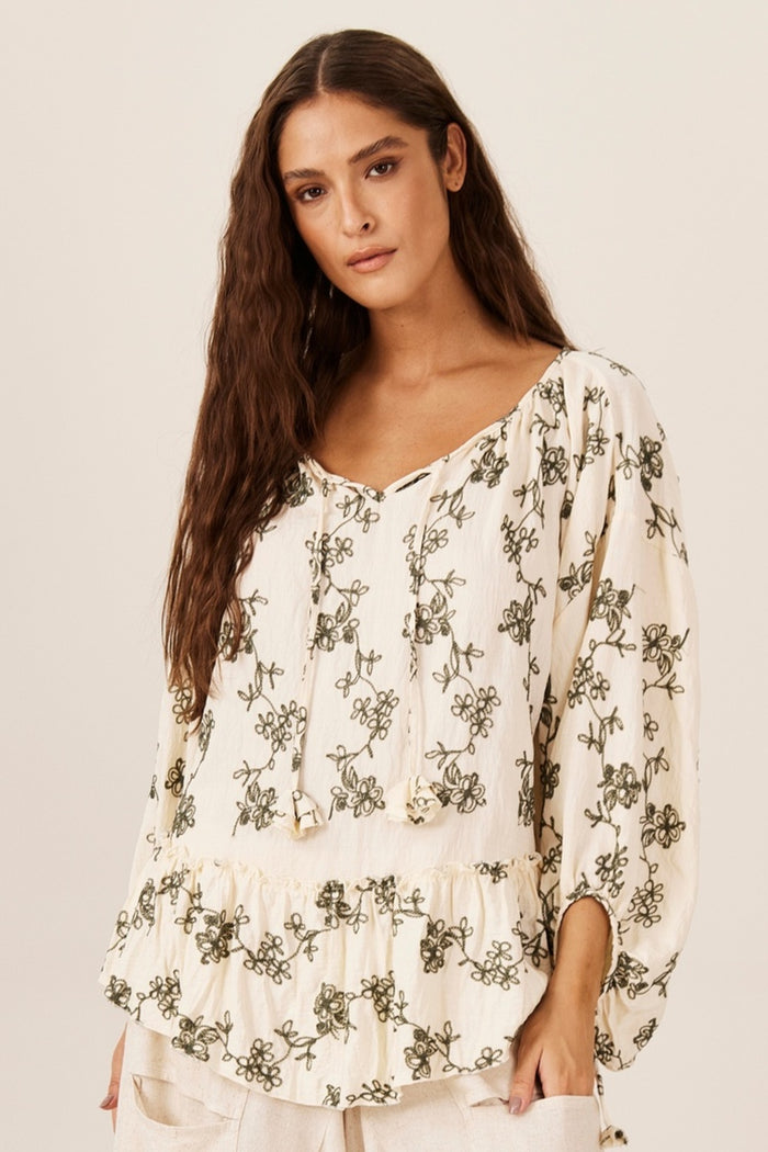 Yacamim B10 Off-White Wide Off-Shoulder Top