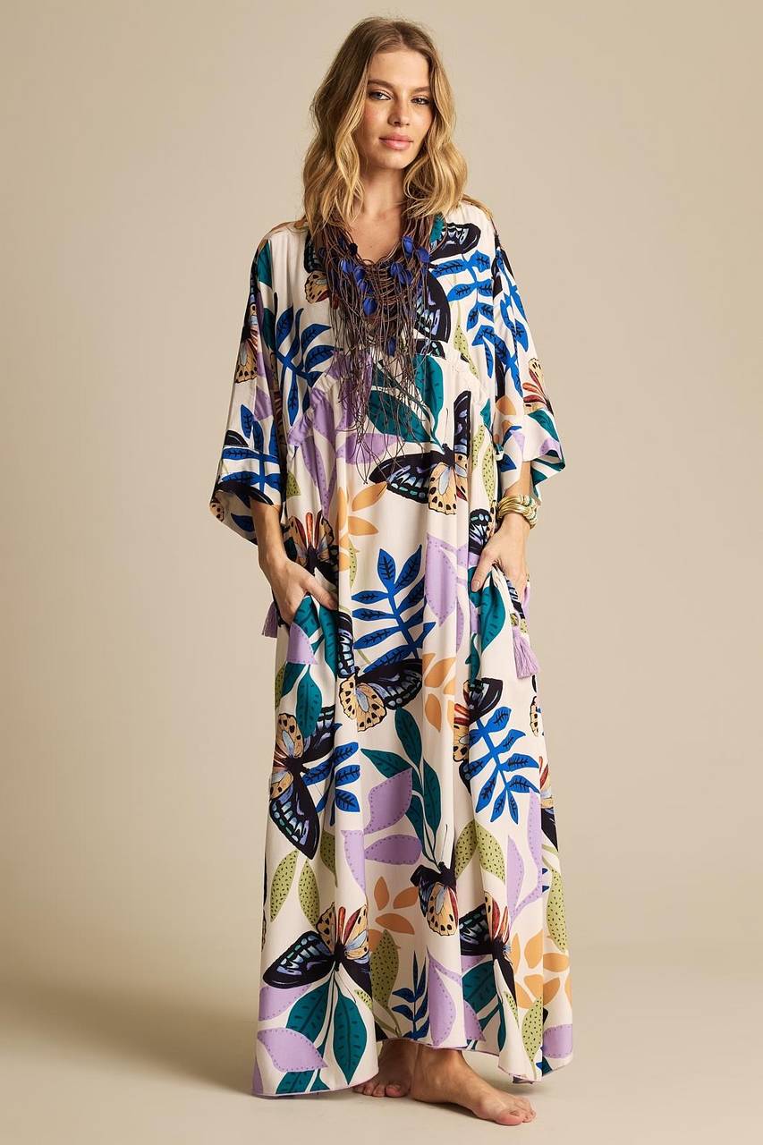 Yacamim J5 Flowy Printed Long Kaftan