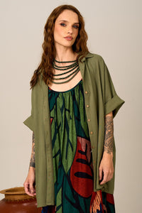 Yacamim Military Green Linen Shirt A16