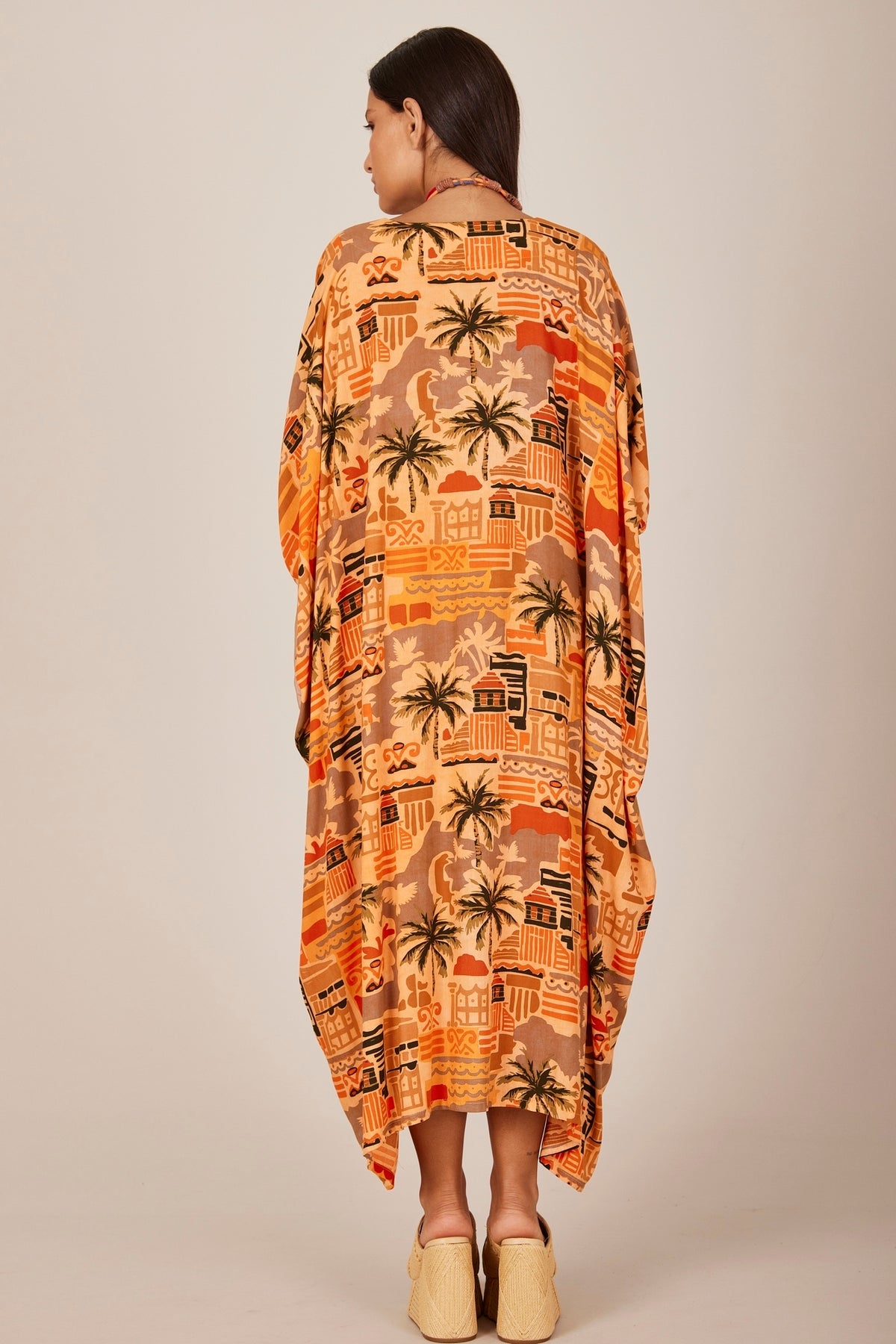 Yacamim J9 Orange Patchwork Long Kaftan