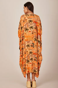 Yacamim J9 Orange Patchwork Long Kaftan