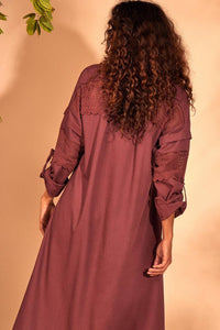 Yacamim Wine Mullet Shirt with Lace