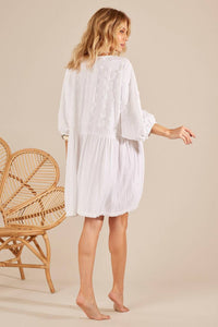 Yacamim B8 Loose 3/4 Sleeve Blouse White