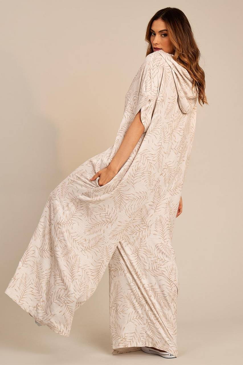 Yacamim Printed Beige Palazzo Jumpsuit