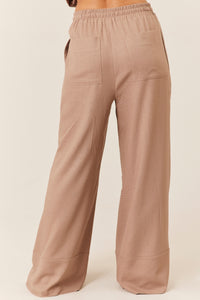 Calça Pantalona De Viscolinho Marrom Claro Yacamim I3