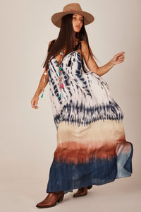 Yacamim D7 Wide Digital Tie Dye Long Dress with Straps