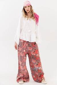 Yacamim R4 Paraty 100% Cotton Pink Printed Palazzo Pants