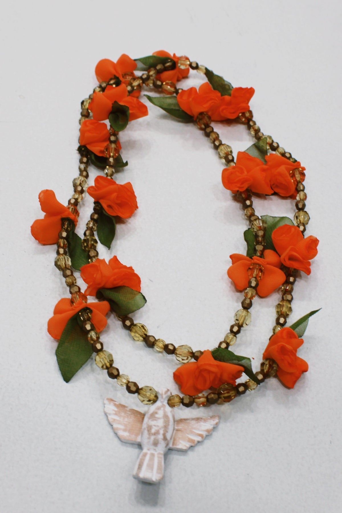 Holy Spirit Necklace Orange Flowers Yacamim #640