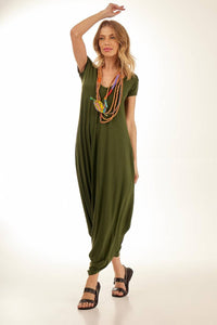 Yacamim Dark Green Plain Sarouel Jumpsuit