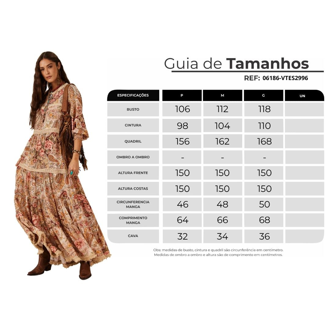 Long Dress with Lace Details Beige Paisley Print Yacamim C30