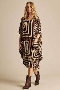 Brown Printed Yacamim Sweatshirt with Front Pocket B16