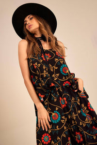 Printed Black Loose Basic Tank Top