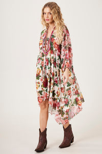Yacamim E5 Pink Patchwork Tulle 3/8 Sleeve Short Dress