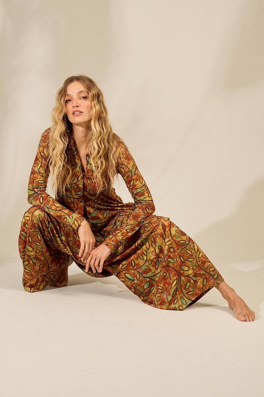 Yacamim Printed Shirred Waist Harem Pants