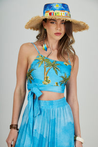 Light Blue Cropped Top Baiana Bahêa Collection Yacamim Q9