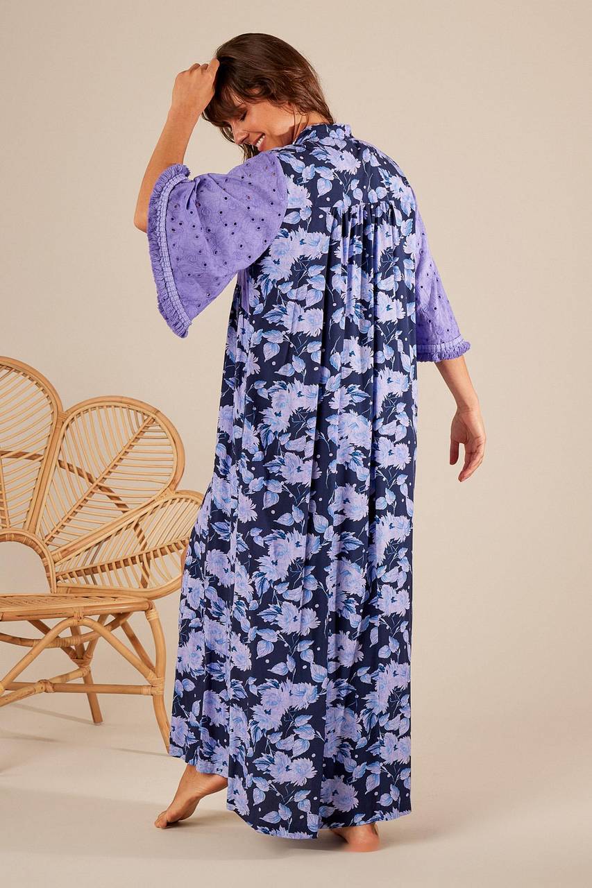 Yacamim Lilac 3/4 Sleeve Button-Down Long Shirt