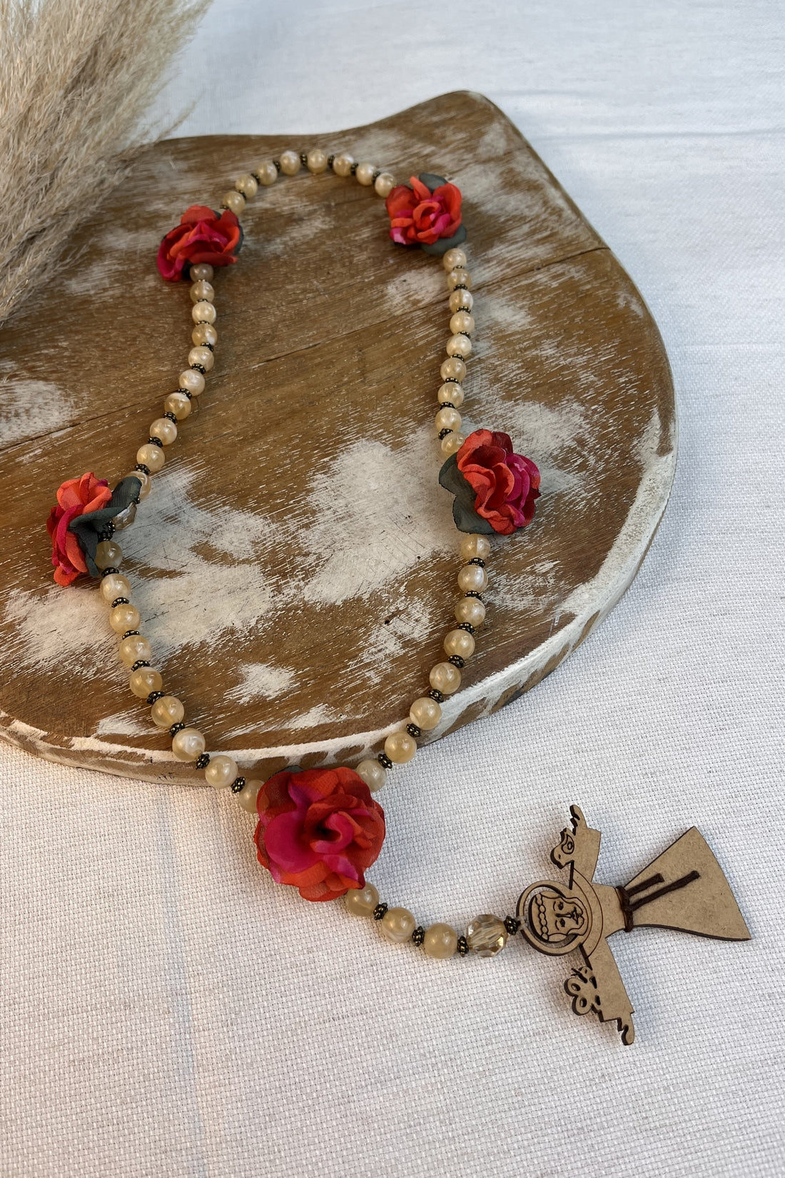 Yacamim St. Francis of Assisi Rosary Necklace - Beige #292