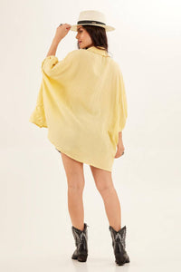 Yacamim Yellow Oversized 3/4 Sleeve Shirt