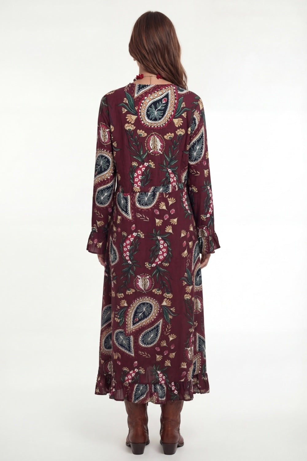 Yacamim Burgundy Long Dress E14